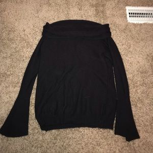 Cute black off the shoulder bell sleeved sweater